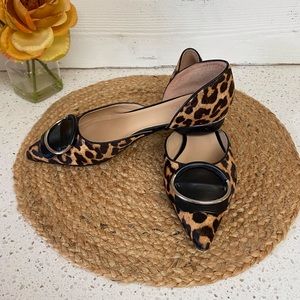 Franco Sarto D’Orsay Leopard Flats Tan and Black Size 7.5